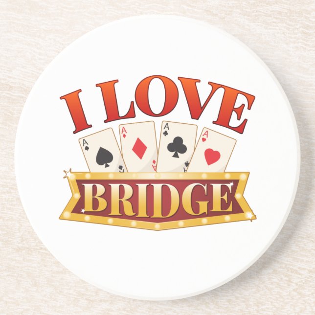I Love Bridge Card Game Player Coaster (Front)