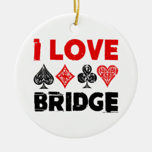 I Love Bridge Card Game Player Enthusiast Ceramic Tree Decoration