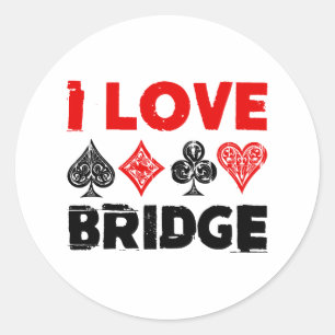 I Love Bridge Card Game Player Enthusiast Classic Round Sticker