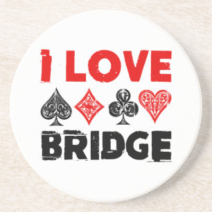 I Love Bridge Card Game Player Enthusiast Coaster
