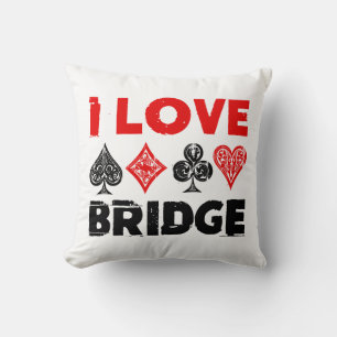 I Love Bridge Card Game Player Enthusiast Cushion