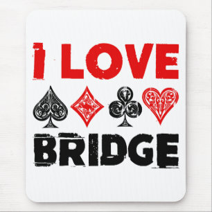I Love Bridge Card Game Player Enthusiast Mouse Mat