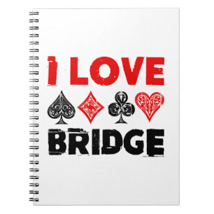 I Love Bridge Card Game Player Enthusiast Notebook