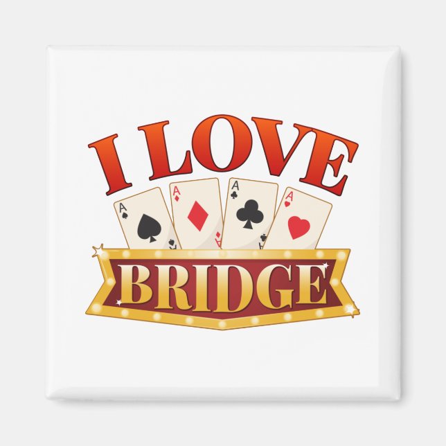 I Love Bridge Card Game Player Magnet (Front)