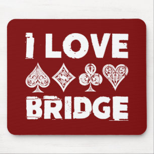 I Love Bridge Card Game Player Mouse Mat