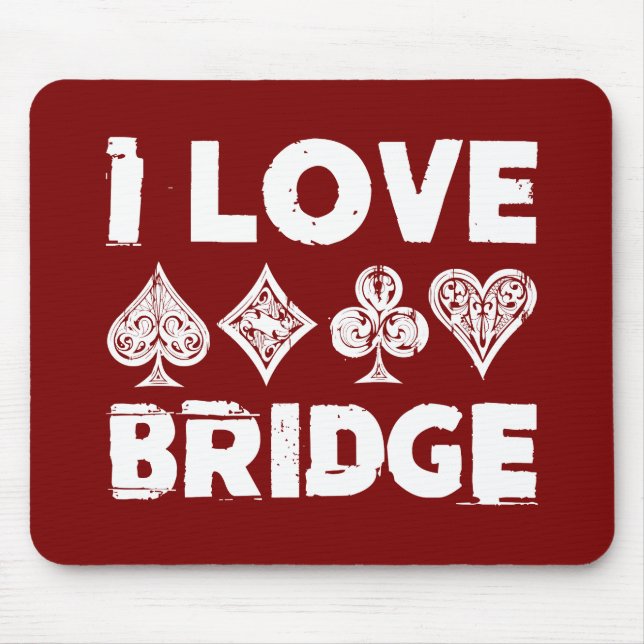 I Love Bridge Card Game Player Mouse Mat (Front)
