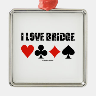 I Love Bridge Card Suits Bridge Attitude Metal Tree Decoration