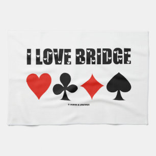 I Love Bridge Card Suits Bridge Attitude Tea Towel