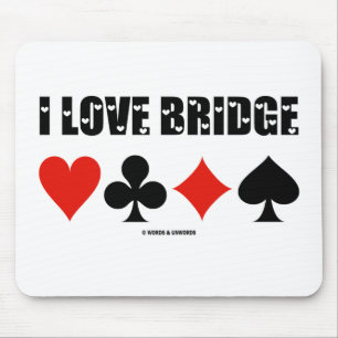 I Love Bridge (Four Card Suits) Mouse Mat