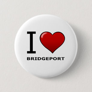 I LOVE BRIDGEPORT,CT - CONNECTICUT 6 CM ROUND BADGE