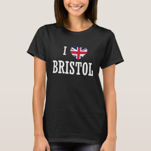 I Love Bristol England Union Jack Flag Heart Engli T-Shirt