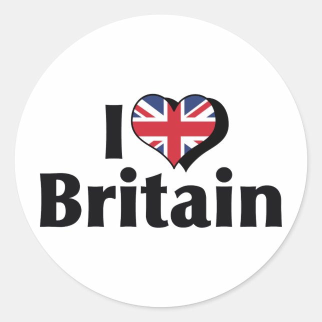 I Love Britain Flag Classic Round Sticker (Front)
