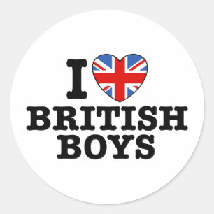 I Love British Boys Classic Round Sticker