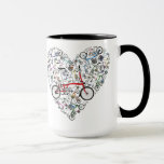 I Love Brompton Bikes Mug<br><div class="desc">Brompton Cycle, the worlds most popular folding bicycle. This illustration is made up of an estimated 21, 000 individual parts and many different colours, see if you can spot your bike or send me a message and I can put the colours of your beloved machine as the central bike for...</div>