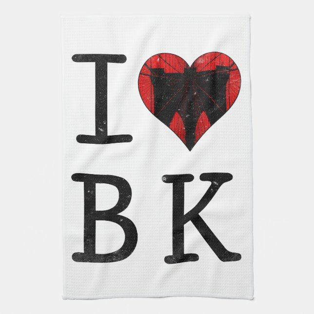 I Love Brooklyn, BK New York Tea Towel (Vertical)