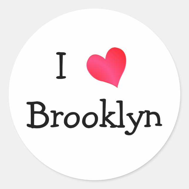 I Love Brooklyn Classic Round Sticker (Front)