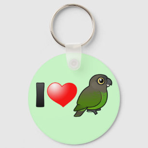 I Love Brown-headed Parrots Key Ring