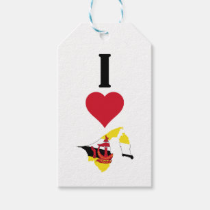 I Love Brunei Vertical I Heart Country Flag Map Gift Tags