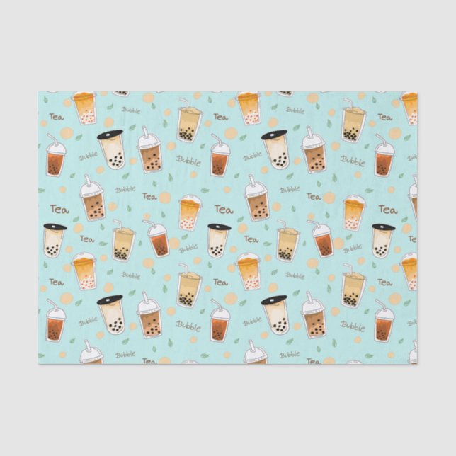 I love bubble tea blue tissue paper (Front)