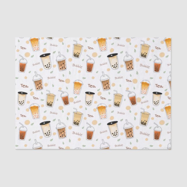 I love bubble tea white tissue paper (Front)