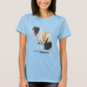 I Love Buckskin Pinto Gypsy Vanner Draught Horses T-Shirt