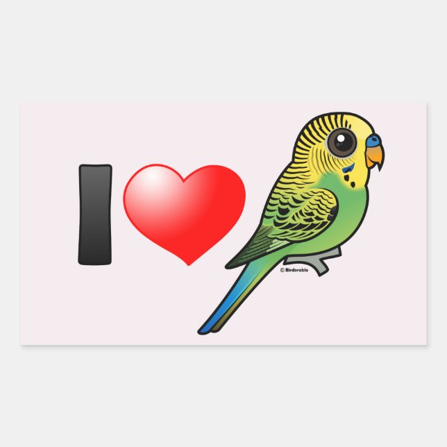 I Love Budgies Rectangular Sticker (Front)