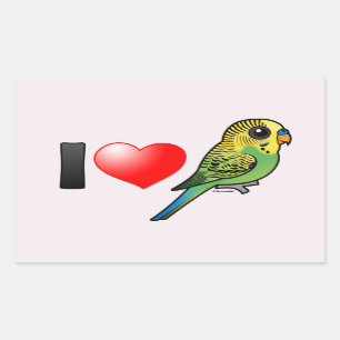 I Love Budgies Rectangular Sticker