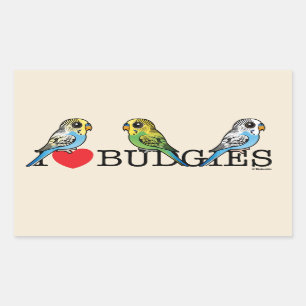 I Love Budgies Rectangular Sticker