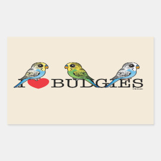 I Love Budgies Rectangular Sticker