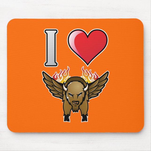 I Love Buffalo Wings Mouse Mat (Front)