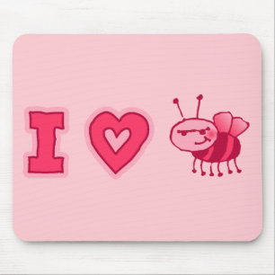 "I Love Bugs" Mousepad in Pink