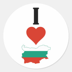I Love Bulgaria Vertical I Heart Country Flag Map Classic Round Sticker