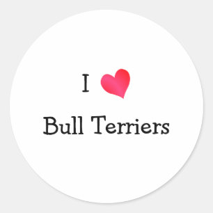 I Love Bull Terrier Classic Round Sticker