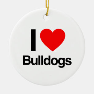 i love bulldogs ceramic tree decoration