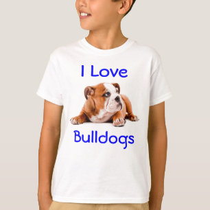 I Love Bulldogs Kids Tee Shirt (Fits boys also)