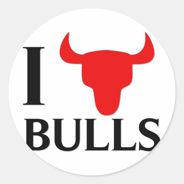 I Love Bulls Classic Round Sticker (Front)