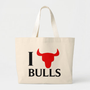I Love Bulls Large Tote Bag