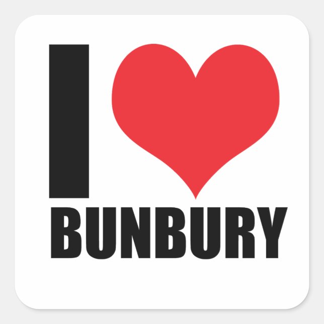 I love Bunbury Square Sticker (Front)