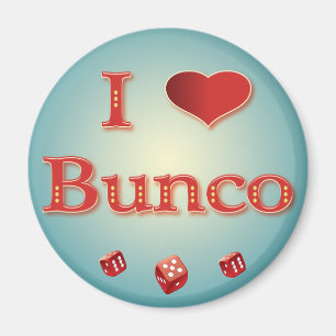I Love Bunco in Red with red dice Magnet