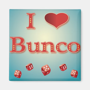 I Love Bunco in Red with red dice Magnet