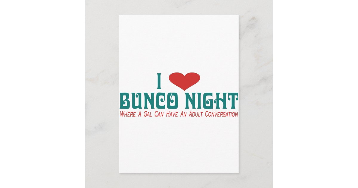 i love bunco night postcard | Zazzle
