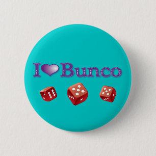 I Love Bunco with Red Dice 6 Cm Round Badge