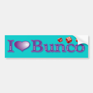 I Love Bunco with Red Dice Bumper Sticker
