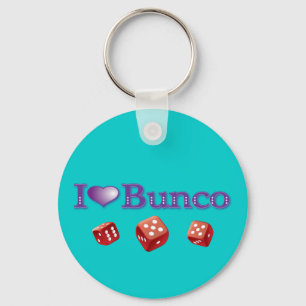 I Love Bunco with Red Dice Key Ring