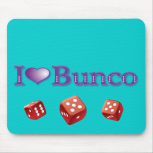 I Love Bunco with Red Dice Mouse Mat