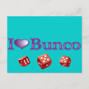 I Love Bunco with Red Dice Postcard