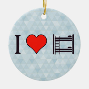 I Love Bunk Beds Ceramic Tree Decoration