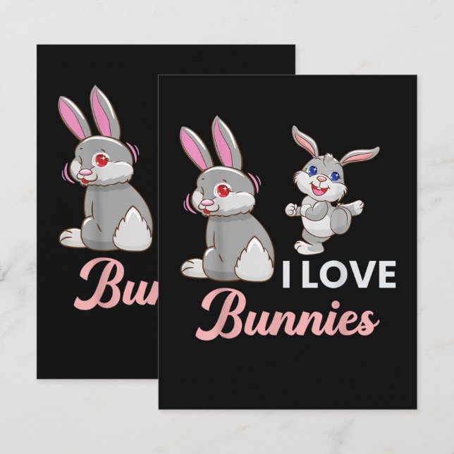 I Love Bunnies Funny Easter Day Rabbit Card (Front/Back)