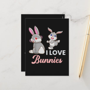 I Love Bunnies Funny Easter Day Rabbit Holiday Postcard