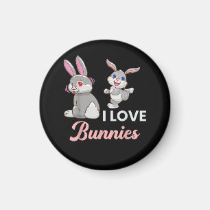 I Love Bunnies Funny Easter Day Rabbit Magnet